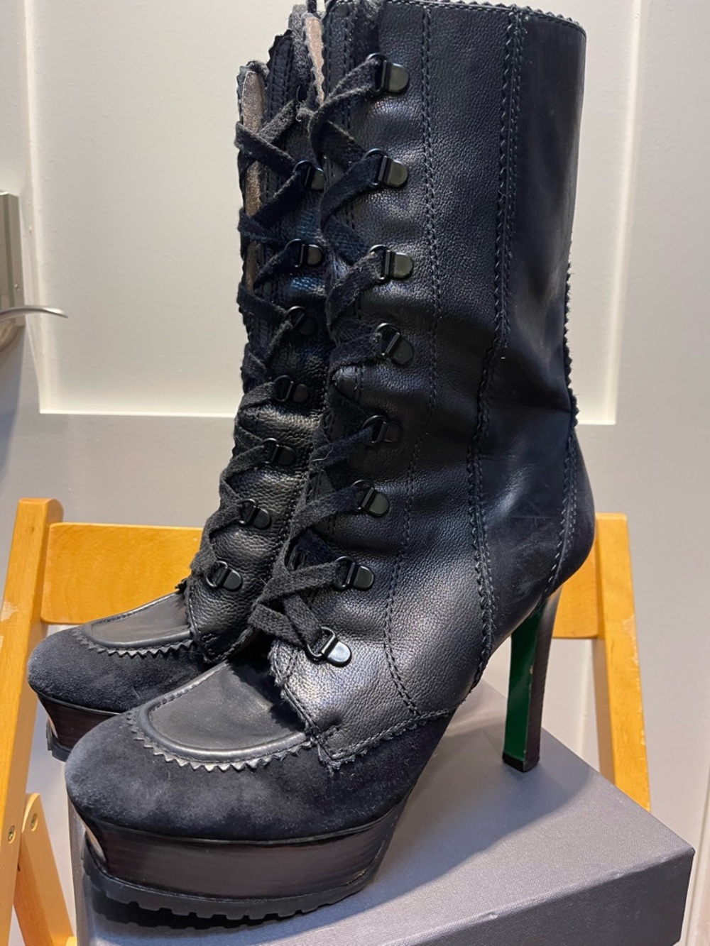 Lisa For Donald J Pliner Rezi Military High Heel Boots Size US 9.5